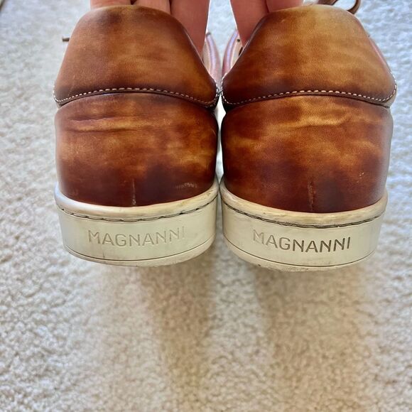 Magnanni Brown Leather Sneakers Size 7 - Picture 4 of 10